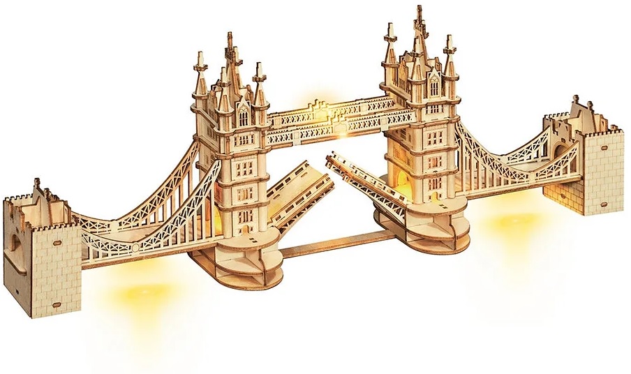 Дървен 3D пъзел Robo Time от 113 части - Тауър Бридж