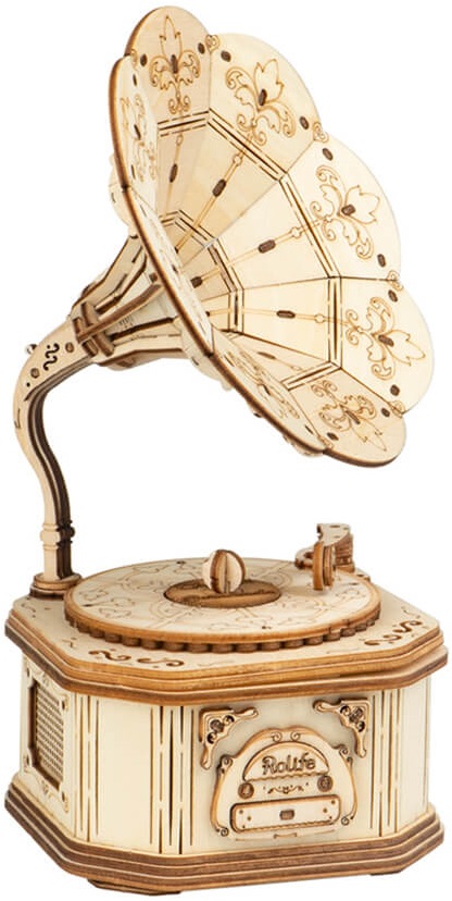 Дървен 3D пъзел Robo Time от 122 части - Грамофон