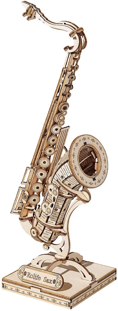 Дървен 3D пъзел Robo Time от 136 части - Саксофон