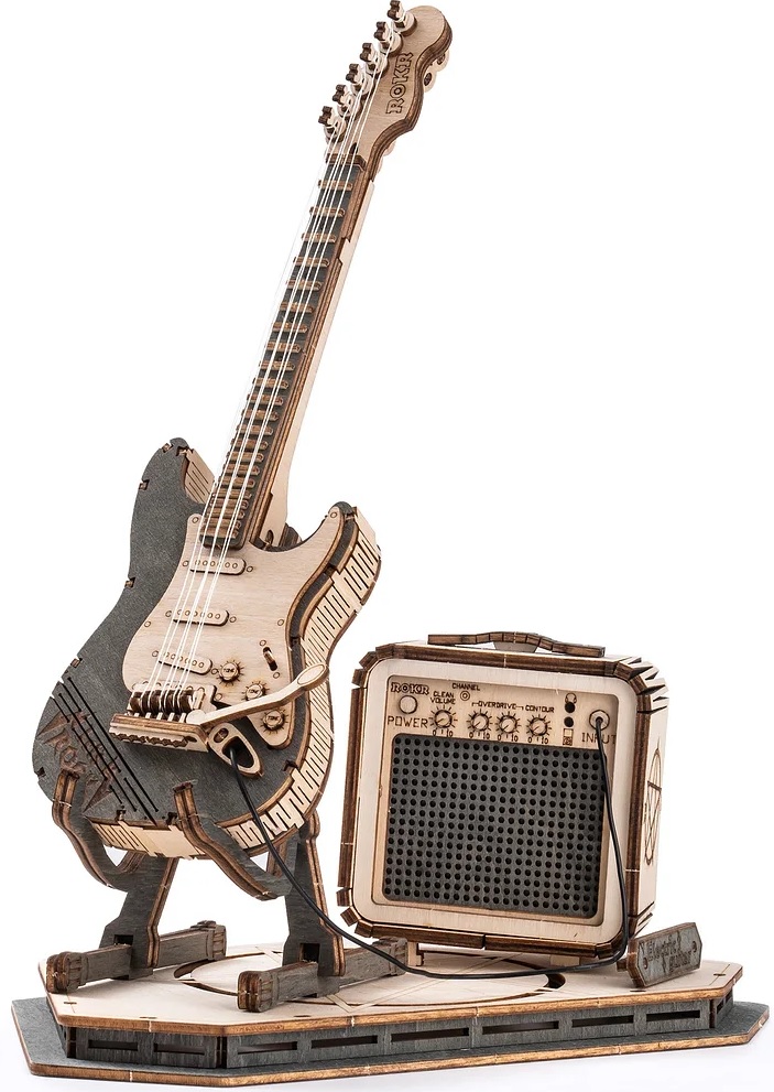 Дървен 3D пъзел Robo Time от 140 части - Електрическа китара