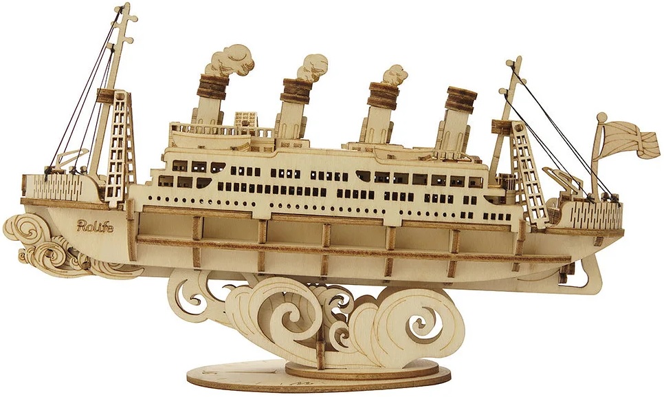 Дървен 3D пъзел Robo Time от 145 части - Круизен кораб