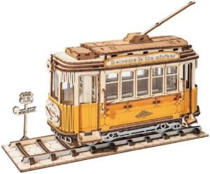 Дървен 3D пъзел Robo Time от 145 части - Трамвай