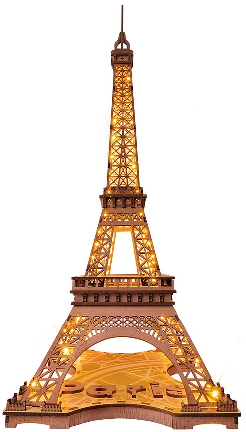 Дървен 3D пъзел Robo Time от 164 части - Нощта на Айфеловата кула