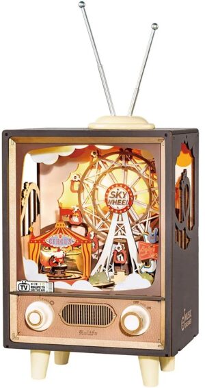 Дървен 3D пъзел Robo Time от 174 части - Музикална кутия Карнавал по залез