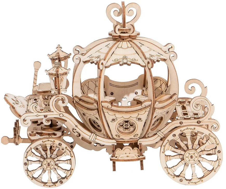 Дървен 3D пъзел Robo Time от 182 части - Карета от тиква