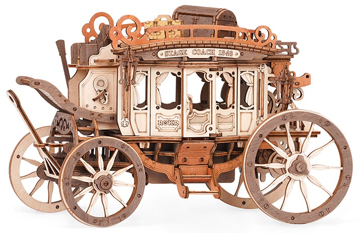 Дървен 3D пъзел Robo Time от 199 части - Дилижанс