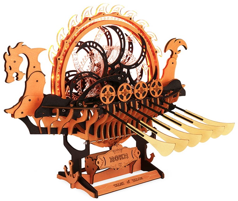 Дървен 3D пъзел Robo Time от 229 части - Викингски кораб