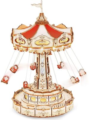 Дървен 3D пъзел Robo Time от 289 части - На въртележката