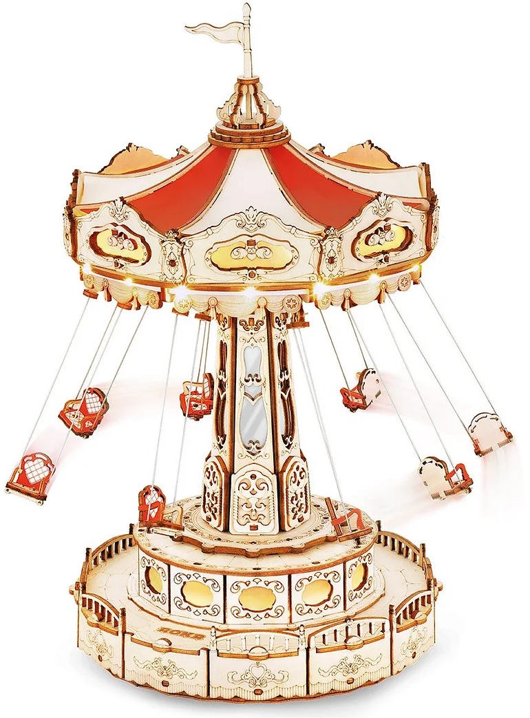 Дървен 3D пъзел Robo Time от 289 части - На въртележката