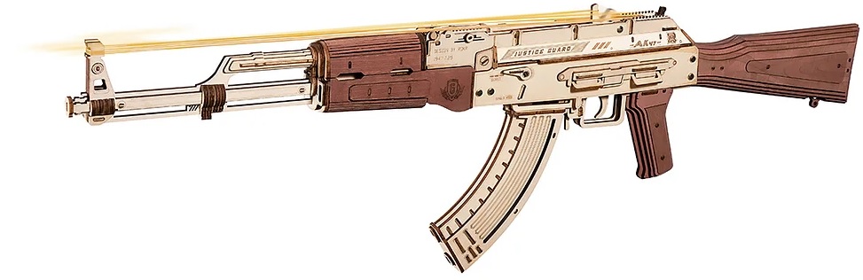 Дървен 3D пъзел Robo Time от 315 части - Автомат AK-47
