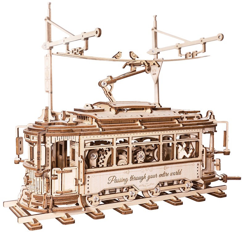 Дървен 3D пъзел Robo Time от 374 части - Трамвай