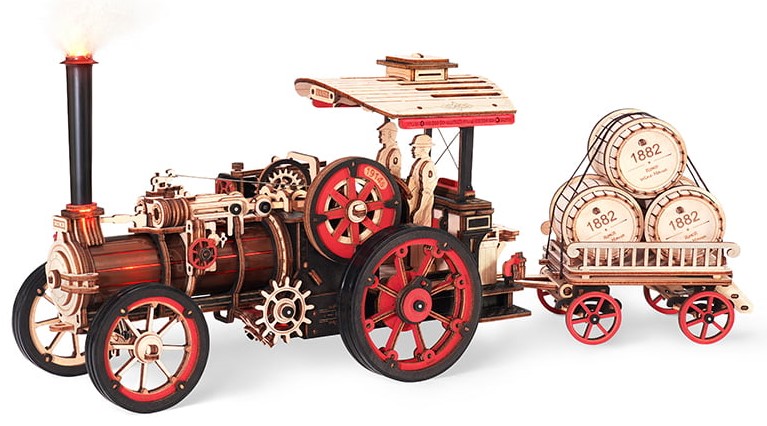 Дървен 3D пъзел Robo Time от 469 части - Парна машина