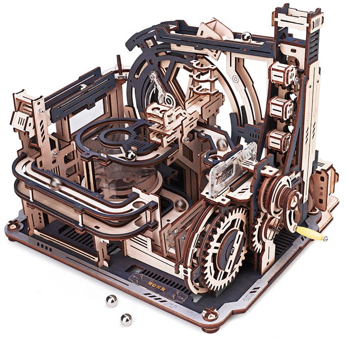 Дървен 3D пъзел Robo Time от 472 части - Мраморен космодрум