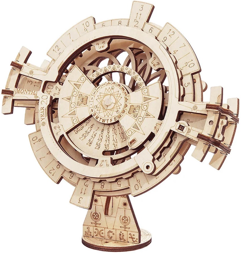 Дървен 3D пъзел Robo Time от 52 части - Вечен календар