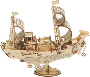 Дървен 3D пъзел Robo Time от 91 части - Японски дипломатически кораб