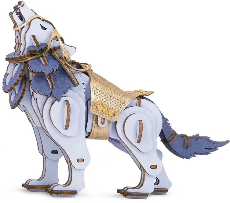 Дървен 3D пъзел Robo Time от 92 части - Вълк - боец