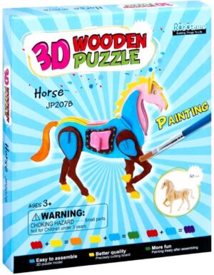 Дървен 3D пъзел с боички Robo Time от 30 части – Конче