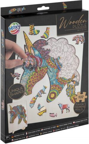 Дървен пъзел Grafix от 137 части - Еднорог