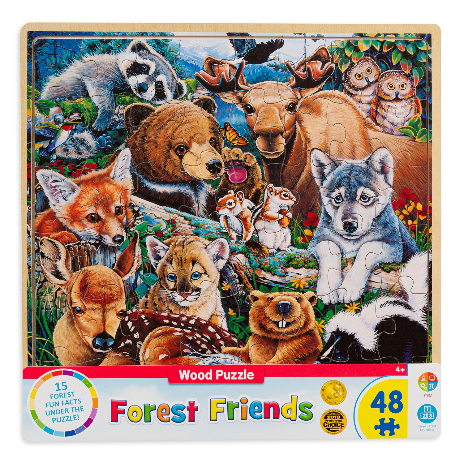 Дървен пъзел Master Pieces от 48 части - Горски приятели