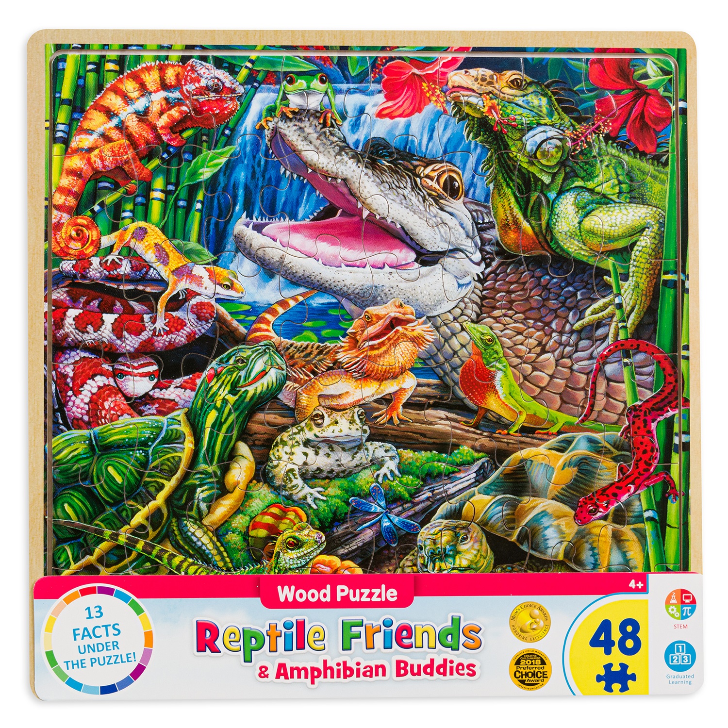 Дървен пъзел Master Pieces от 48 XXL части - Приятели влечуги