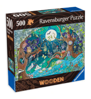 Дървен пъзел Ravensburger от 500 части - Фентъзи гора