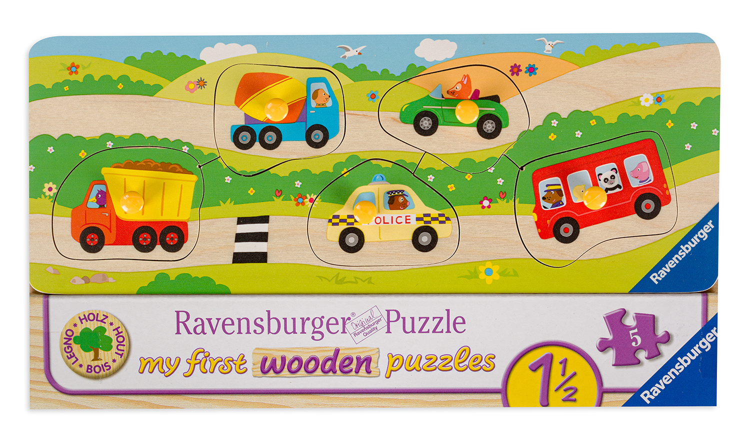 Дървен пъзел Ravensburger от 5 части - Превозни средства