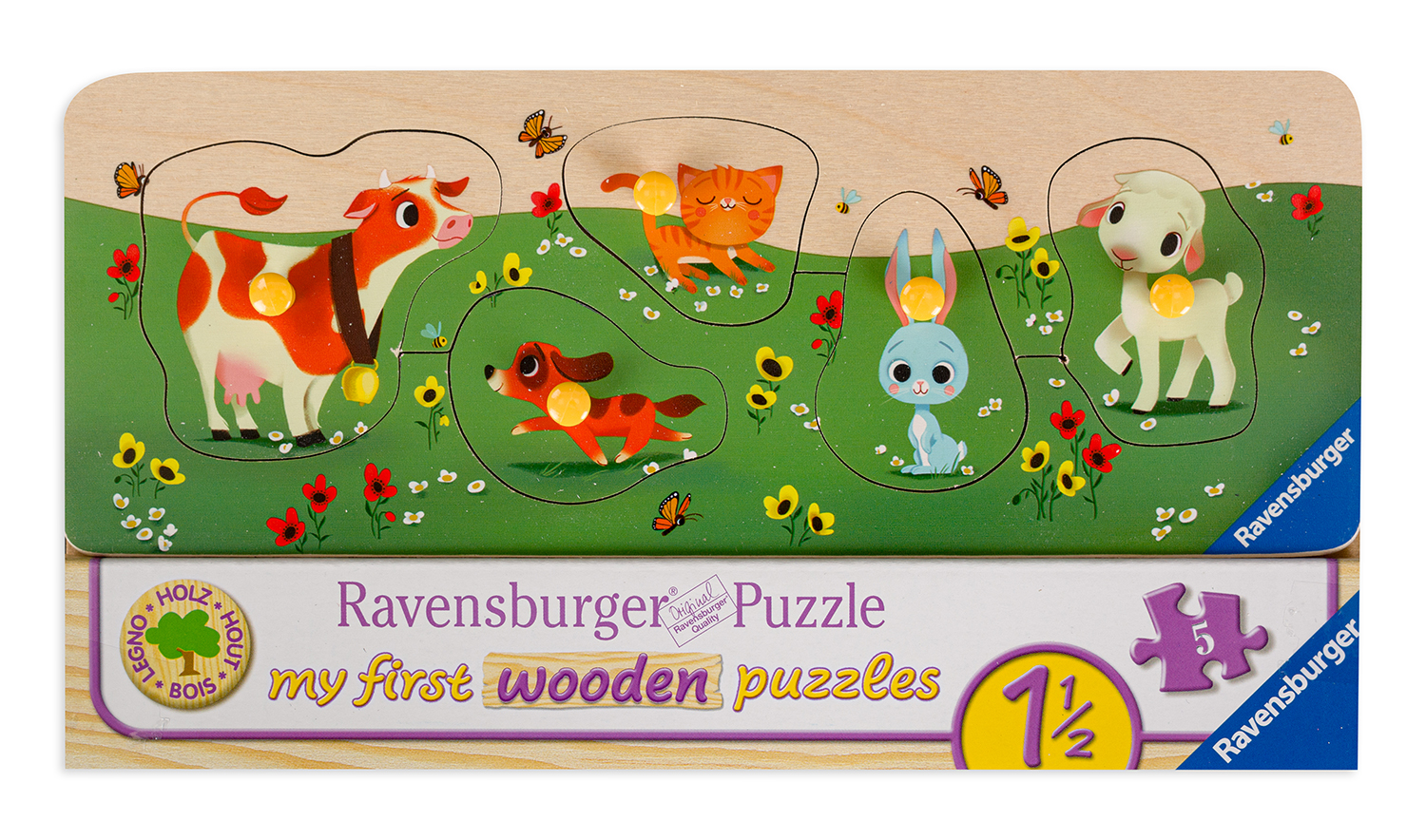 Дървен пъзел Ravensburger от 5 части - Сладки животни