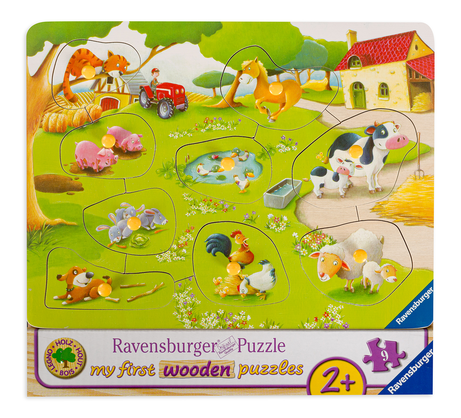 Дървен пъзел Ravensburger от 9 части - Ферма