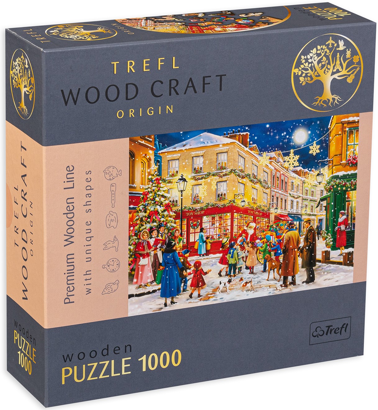Дървен пъзел Trefl от 1000 части - Коледа в града