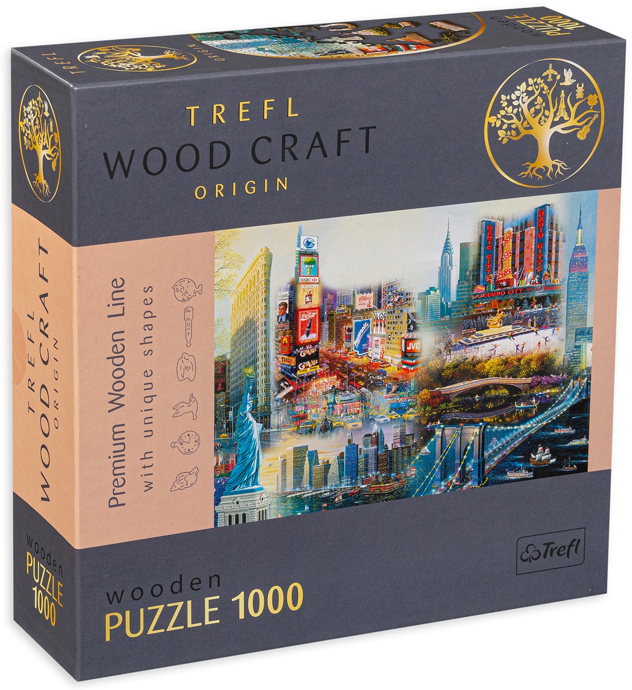 Дървен пъзел Trefl от 1000 части - Нюйоркски колаж