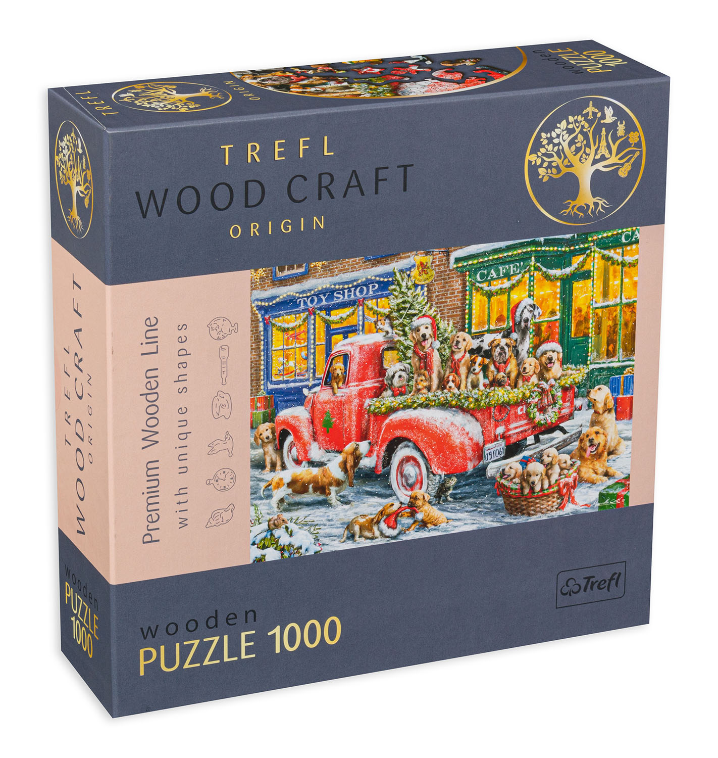 Дървен пъзел Trefl от 1000 части - Помощниците на дядо Коледа