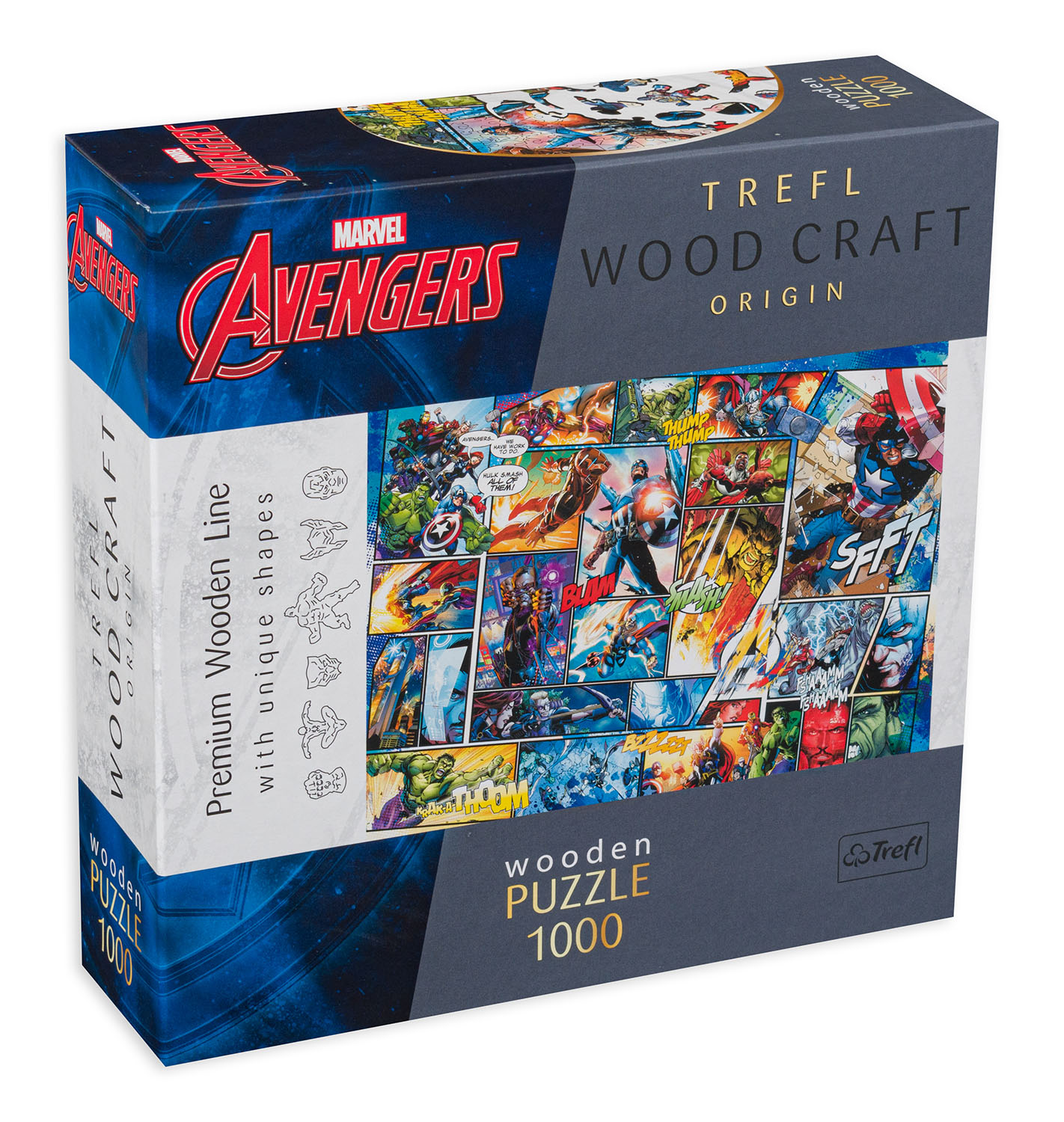 Дървен пъзел Trefl от 1000 части - Вселената на Марвел
