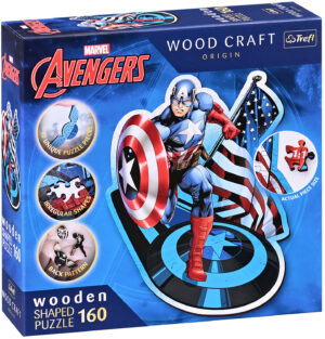 Дървен пъзел Trefl от 160 части - Безстрашният Капитан Америка