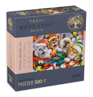 Дървен пъзел Trefl от 500+1 части - Коледни котета