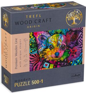 Дървен пъзел Trefl от 500+1 части - Разноцветно кученце