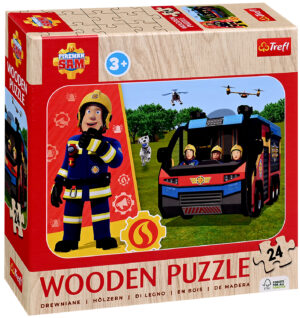 Детски дървен пъзел Trefl от 24 части - Невероятният пожарникар