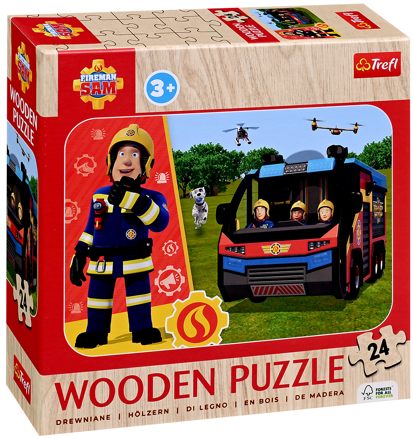 Детски дървен пъзел Trefl от 24 части - Невероятният пожарникар