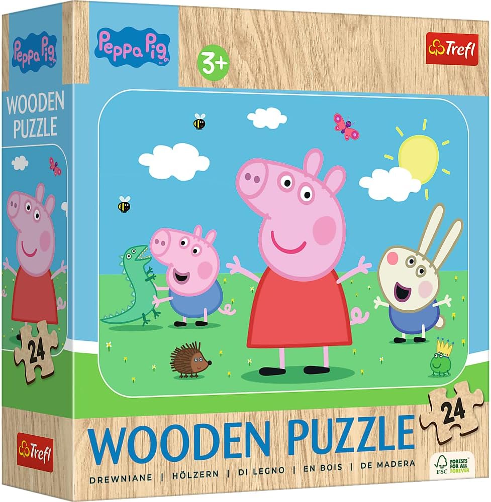 Детски дървен пъзел Trefl от 24 части - Запознайте се с прекрасната Пепа