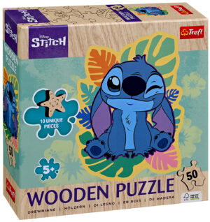 Детски дървен пъзел Trefl от 50 части - Щастливият Стич