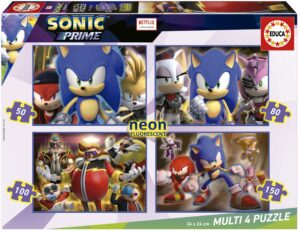 Детски неонов пъзел Educa 4 в 1 - Соник