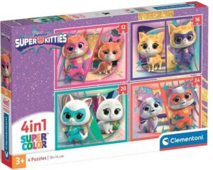 Детски пъзел Clementoni 4 в 1 - Суперкотета