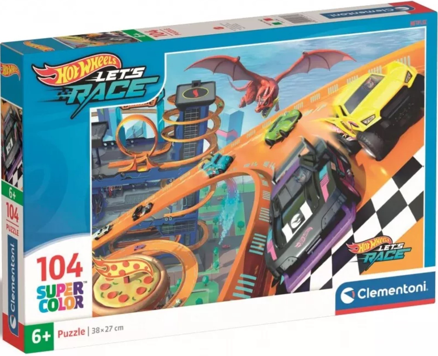 Детски пъзел Clementoni от 104 части - Hot Wheels (вариант 1)