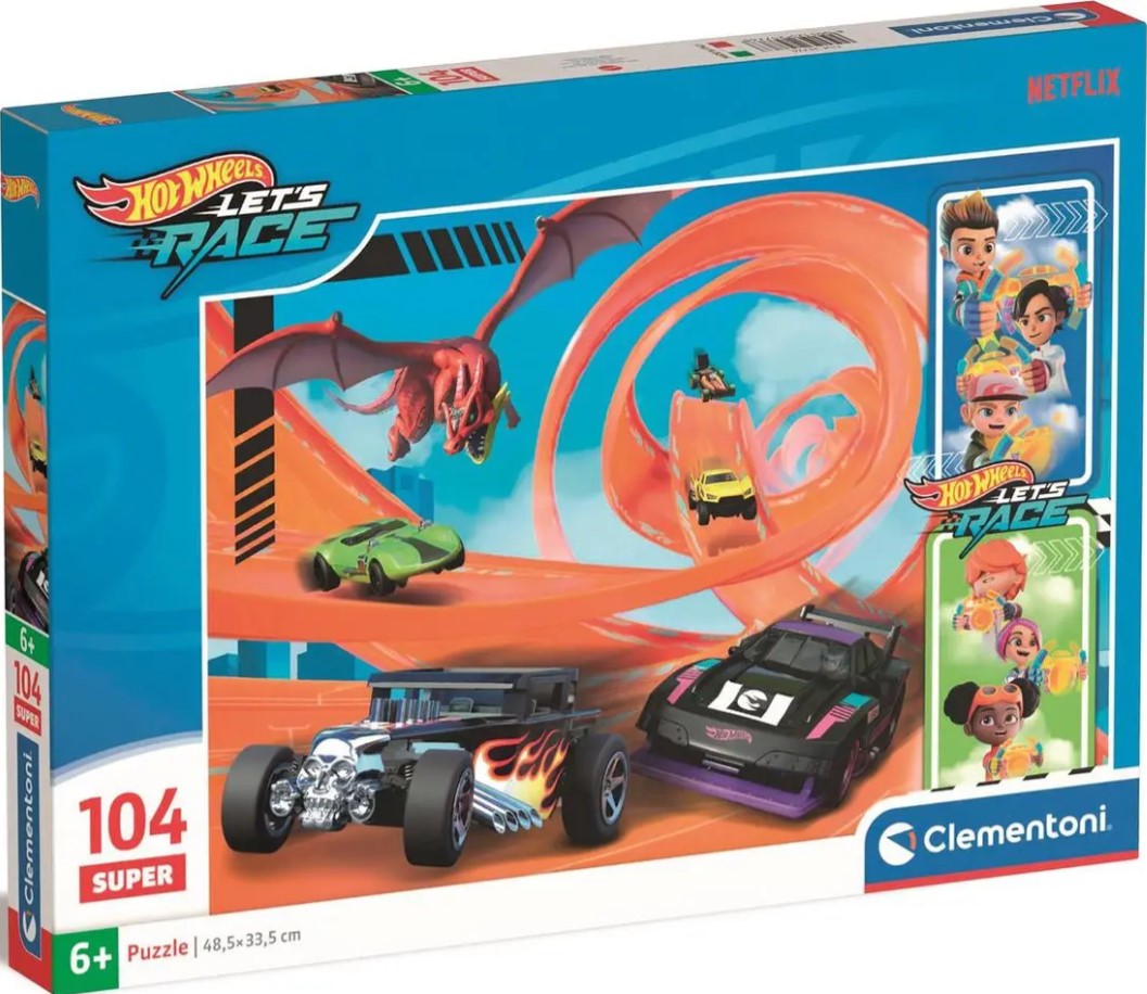 Детски пъзел Clementoni от 104 части - Hot Wheels (вариант 2)