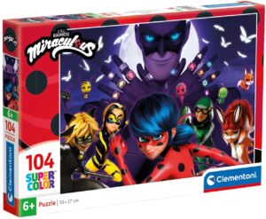 Детски пъзел Clementoni от 104 части - Мега-чудесата на Калинката и Черния котарак