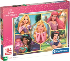 Детски пъзел Clementoni от 104 части - Принцесите на Дисни, колаж