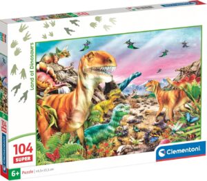 Детски пъзел Clementoni от 104 части - Земята на динозаврите