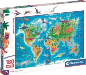 Детски пъзел Clementoni от 180 части - Карта на динозаврите