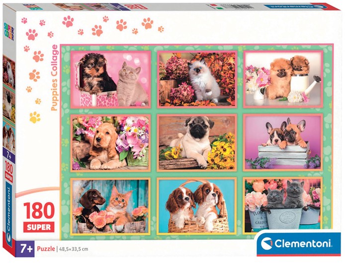 Детски пъзел Clementoni от 180 части - Колаж с кученца