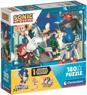 Детски пъзел Clementoni от 180 части - Таралежът Соник, със стикер, вид 3