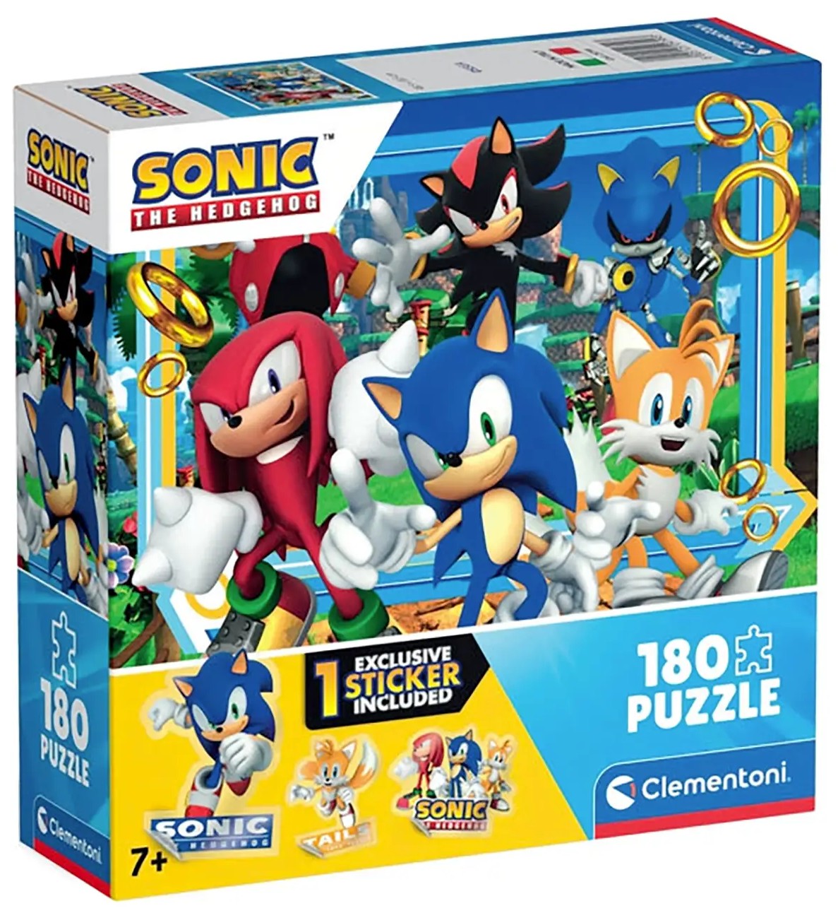 Детски пъзел Clementoni от 180 части - Таралежът Соник, със стикер, вид 4